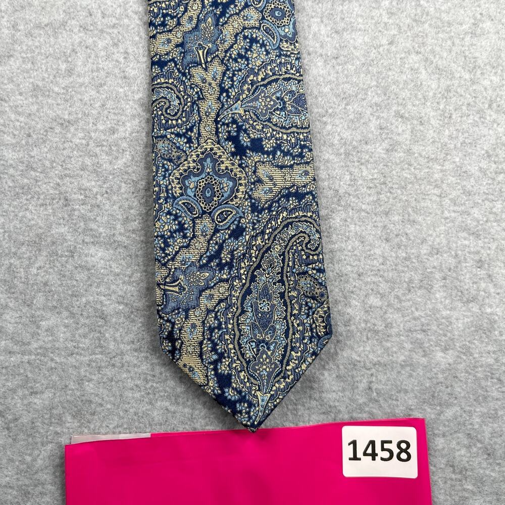 Bruno Piattelli Roma Neck Tie Blue Paisley Textured Silk